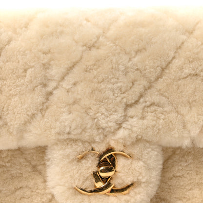 Chanel Shearling Lambskin Quilted Small CC Chain Flap Ecru 8 of 10