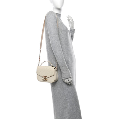 Chanel Grained Calfskin Quilted Small Cuba Top Handle Flap White 2 of 14