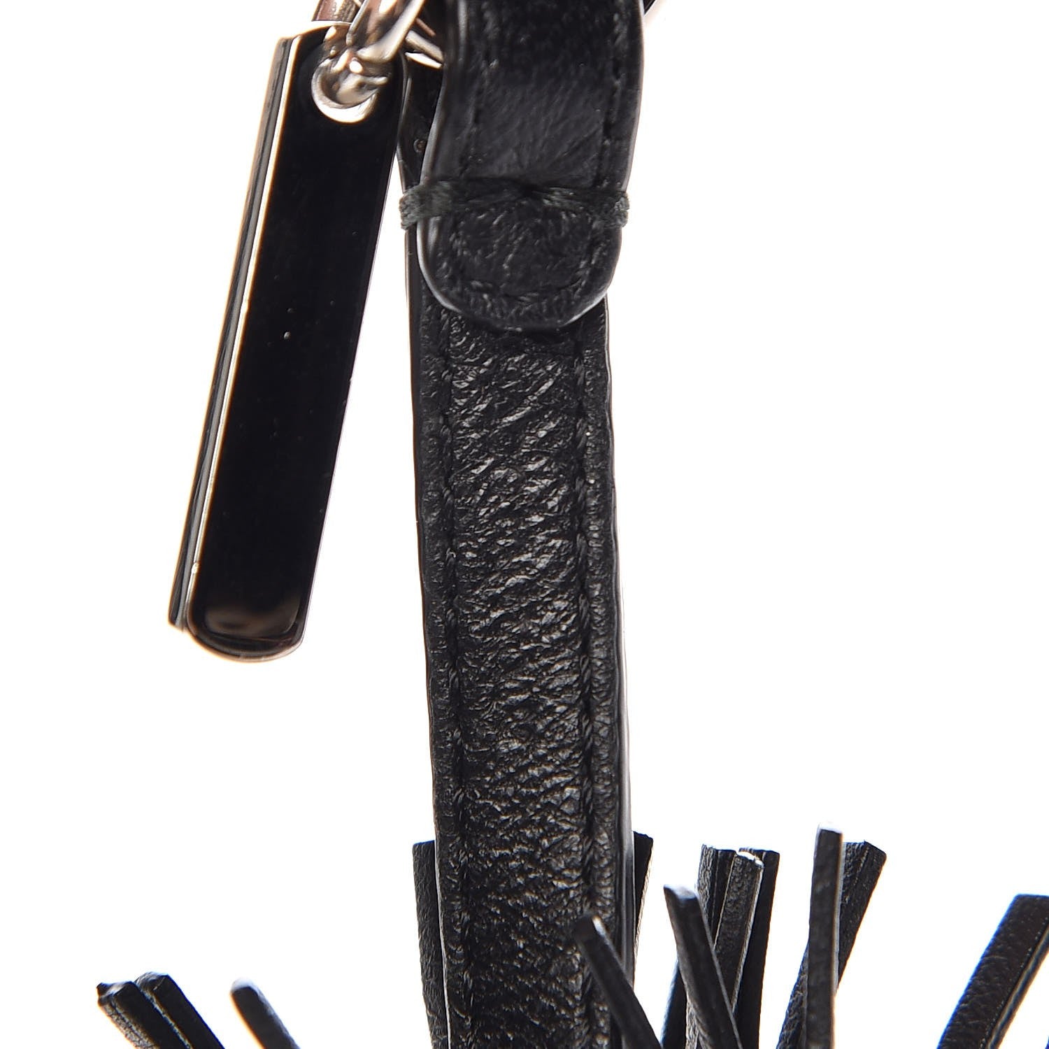 Fendi Lambskin Fox Fur Super Karlito Pom Pom Bag Charm Black White 3 of 4