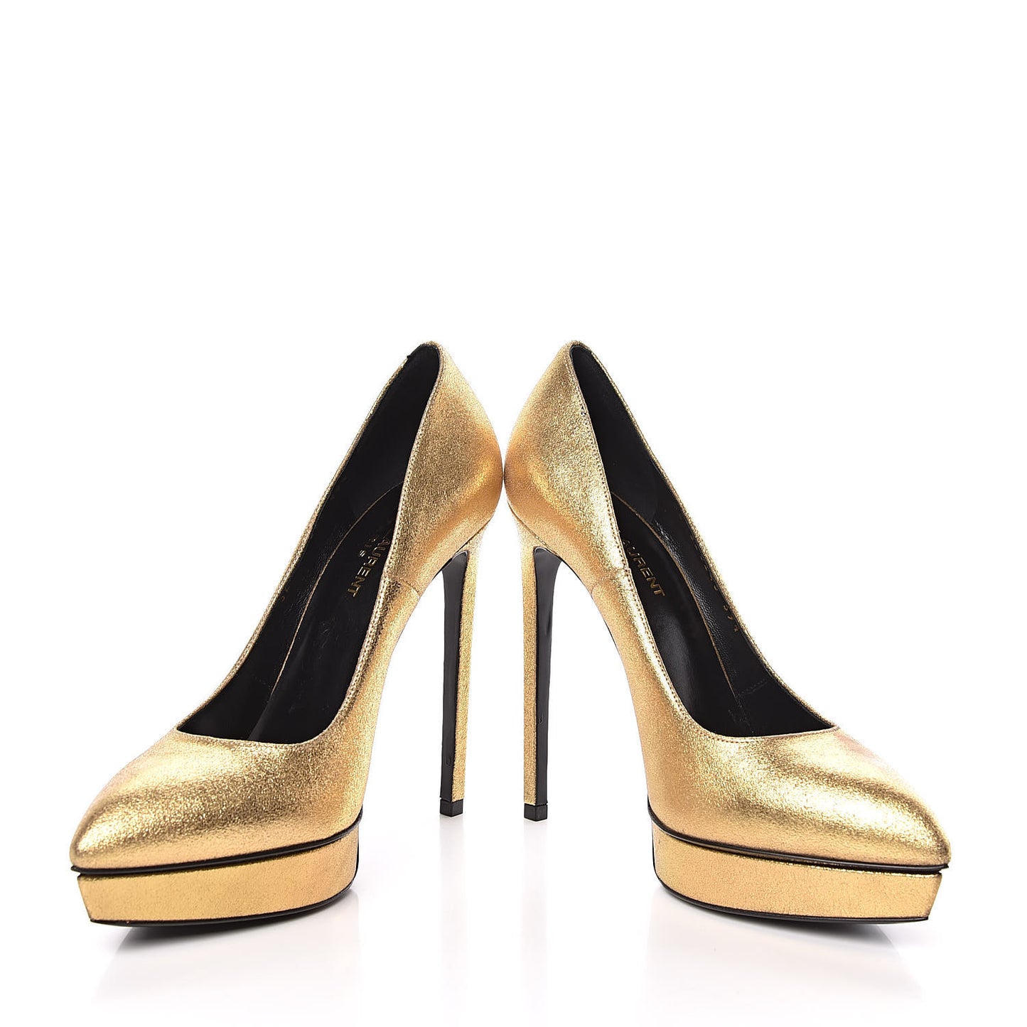 Metallic Grained Calfskin Janis 105 D'Orsay Pumps 39.5 Black Gold