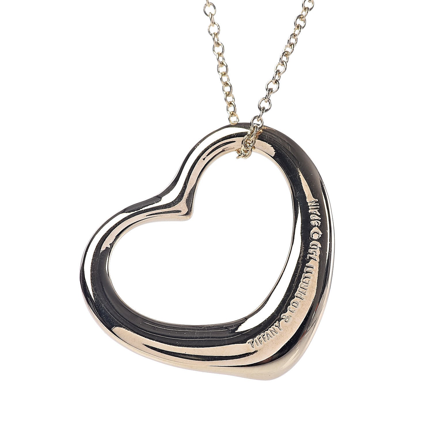 Tiffany 18K Yellow Gold 22mm Elsa Peretti Open Heart Pendant Necklace 4 of 6