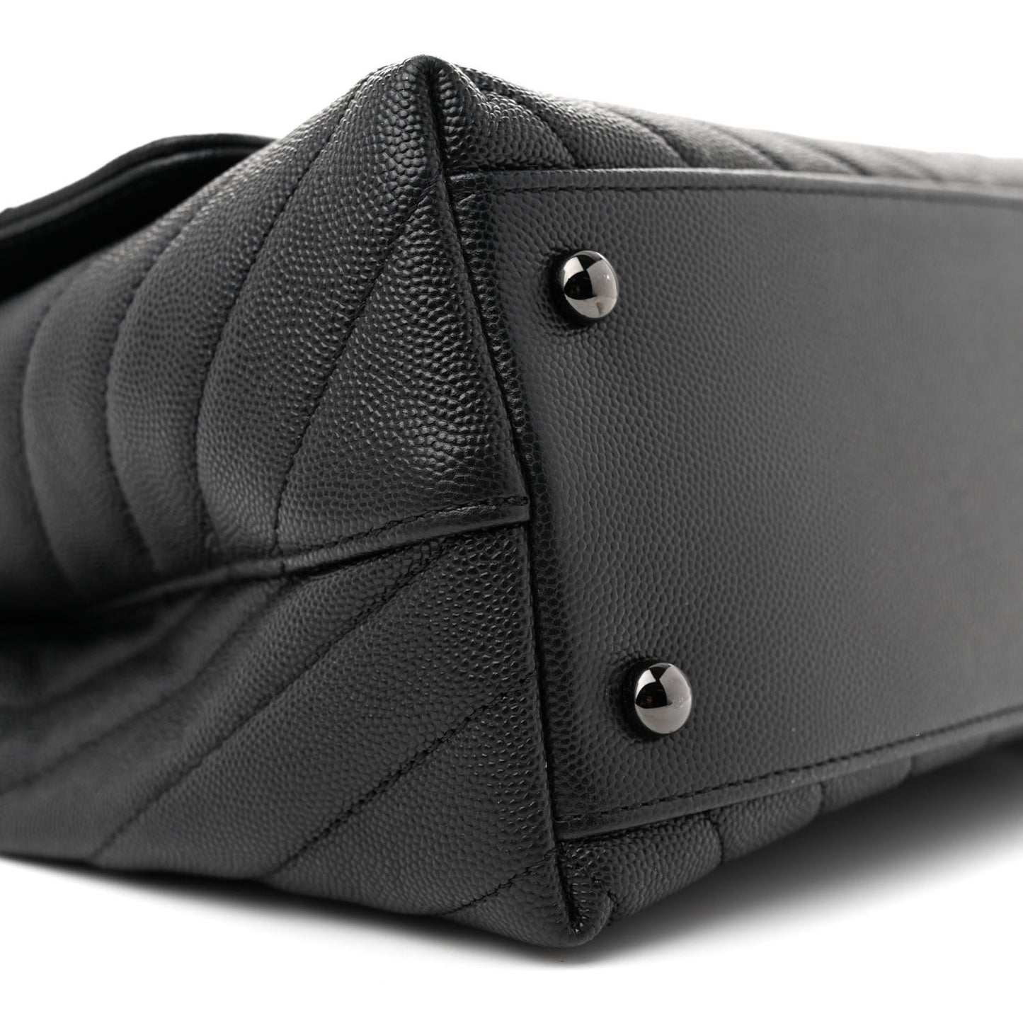 Caviar Chevron Quilted Small Coco Handle Flap So Black