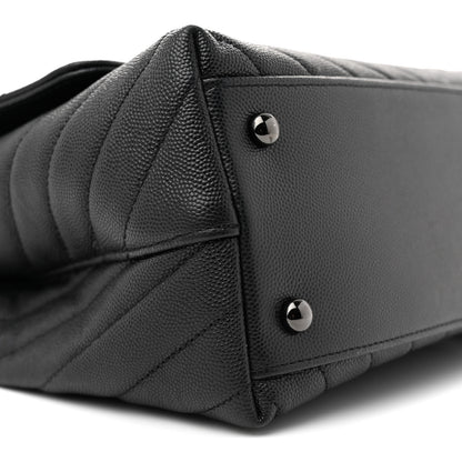 Chanel Caviar Chevron Quilted Small Coco Handle Flap So Black 9 of 11