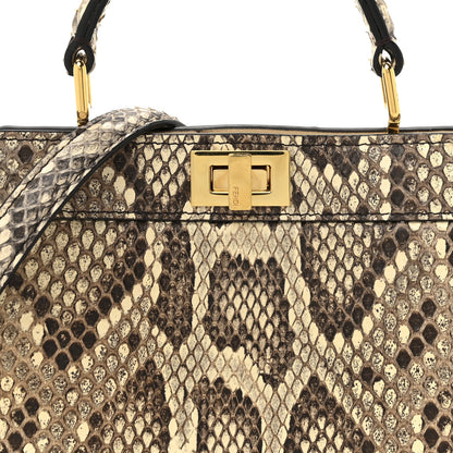 Fendi Snakeskin Shiny Nappa Petite Peekaboo I SEE U Satchel Daisy Roccia Camelia 9 of 12