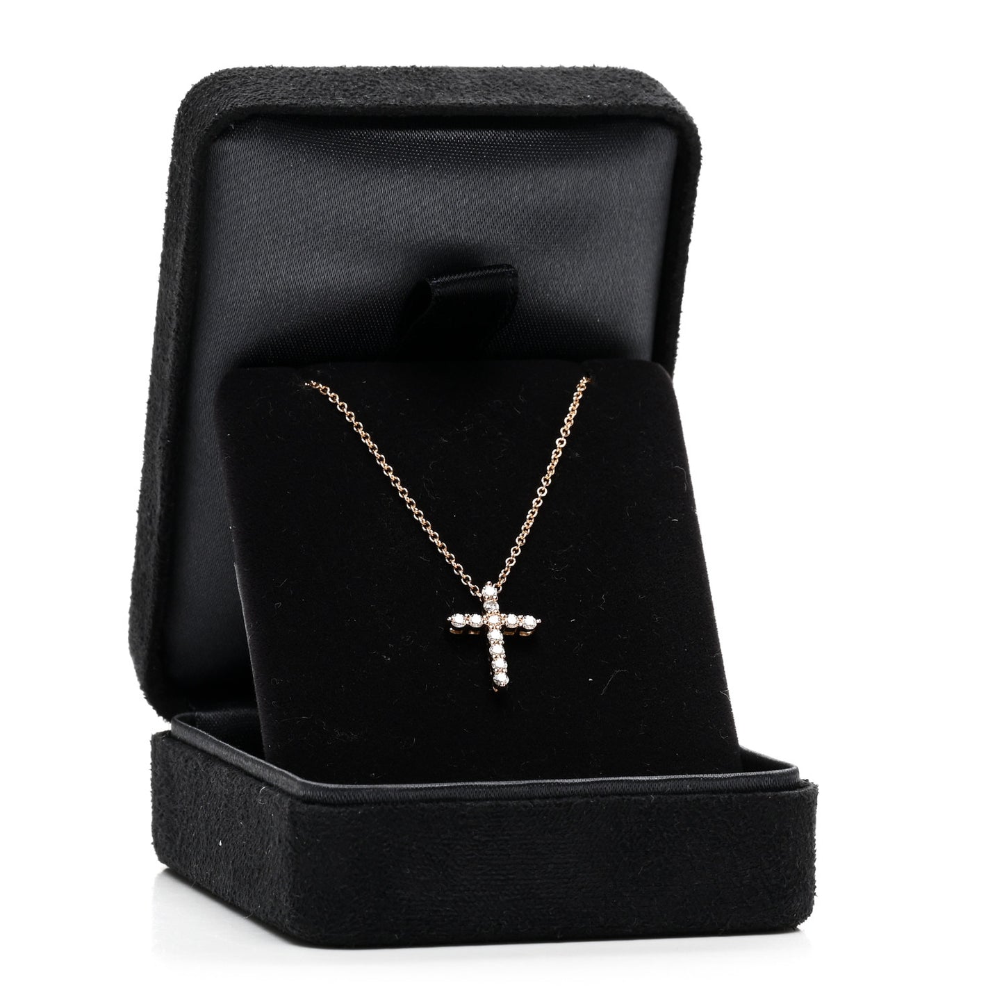 18K Yellow Gold Diamond Mini Cross Pendant Necklace