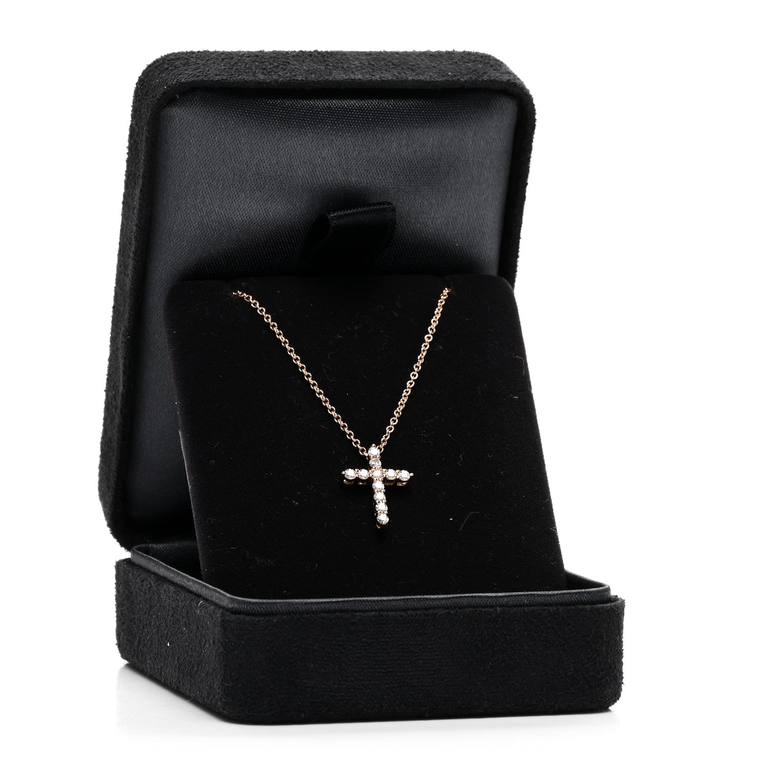 Tiffany 18K Yellow Gold Diamond Mini Cross Pendant Necklace 5 of 5