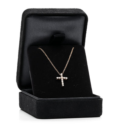 Tiffany 18K Yellow Gold Diamond Mini Cross Pendant Necklace 5 of 5