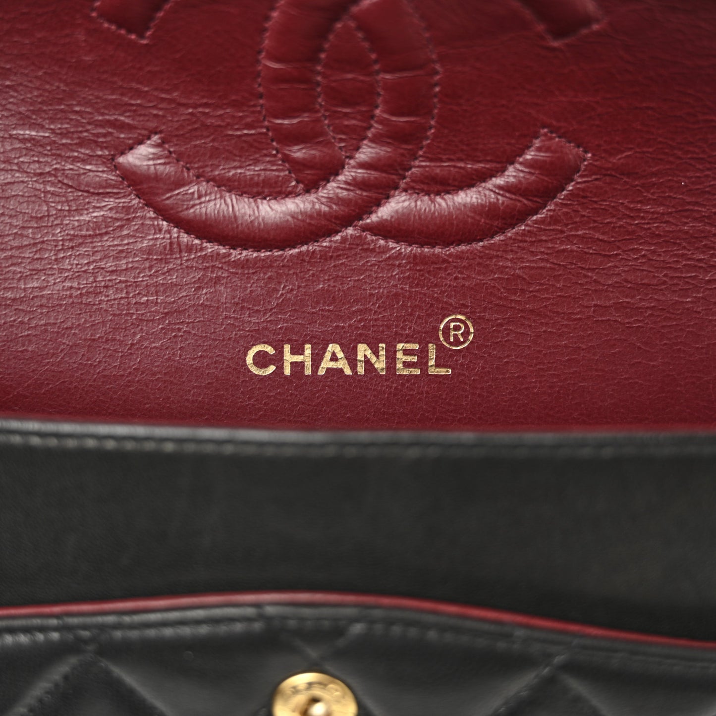 Lambskin Quilted Medium Double Flap Black