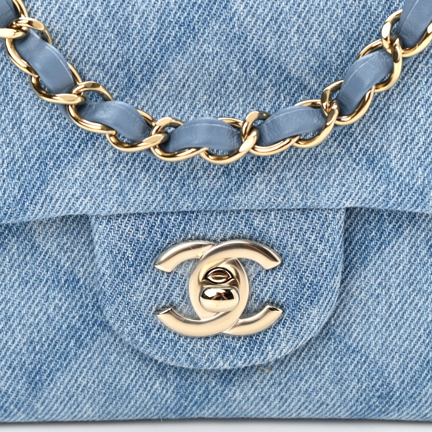 Chanel Denim Quilt Print Mini Rectangular Flap Light Blue 8 of 11
