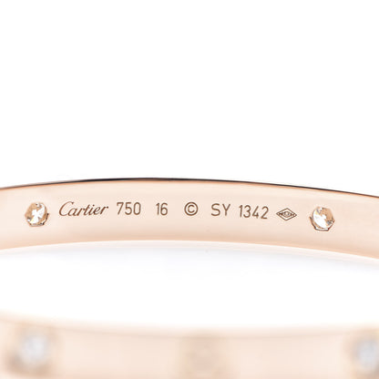 Cartier 18K Pink Gold 4 Diamond LOVE Bracelet 16 4 of 6