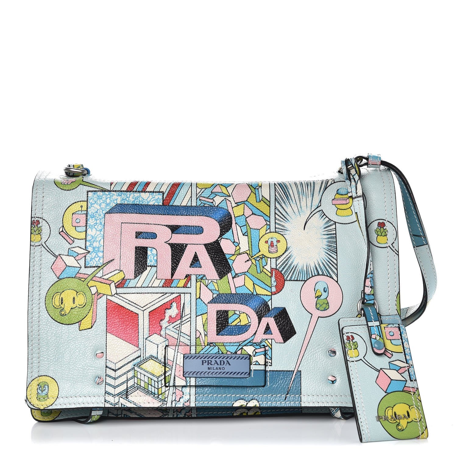 Prada X JAMES JEAN Glace Calf Comic Print Etiquette Flap Multicolor 1 of 9