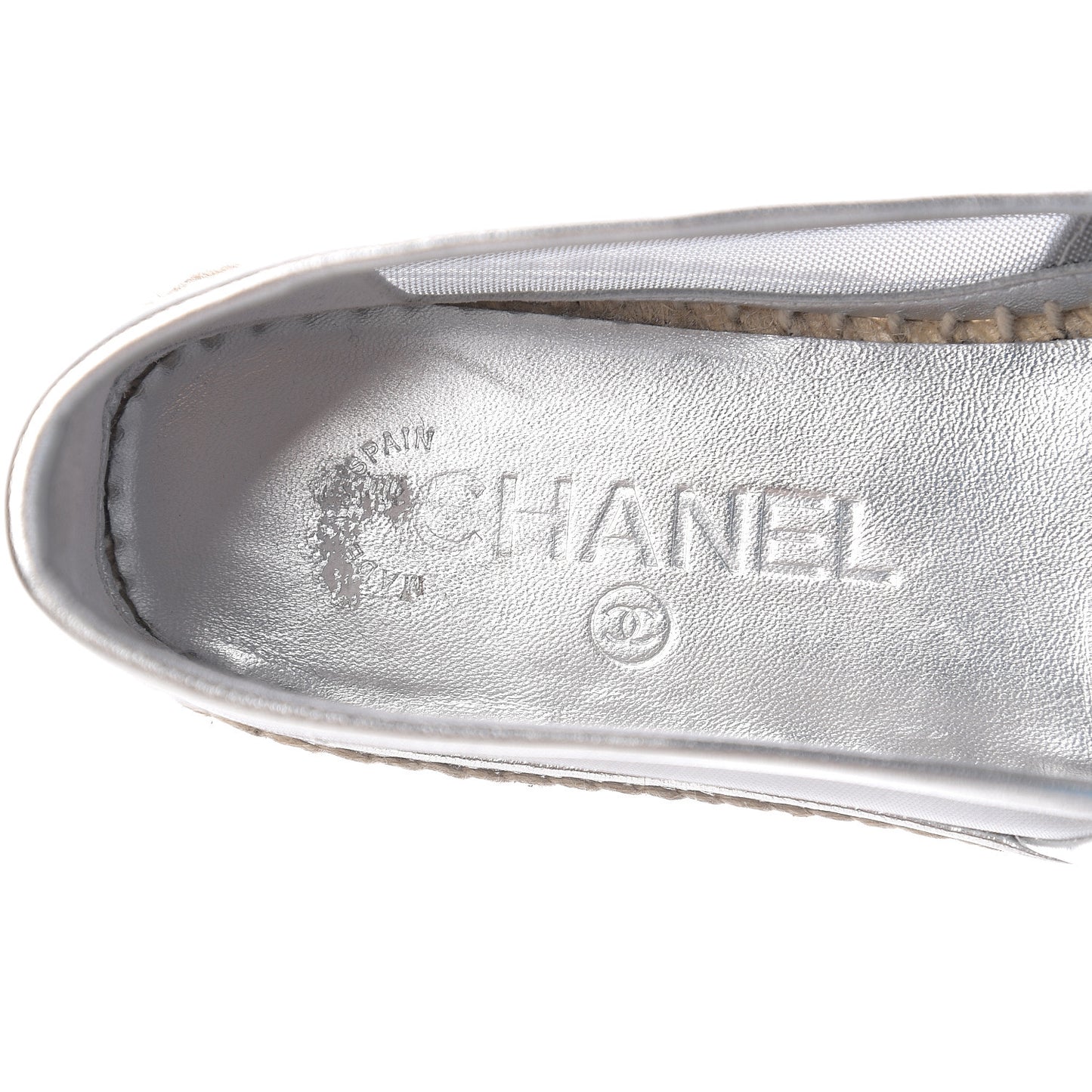 Mesh Grosgrain CC Espadrilles 37 Silver