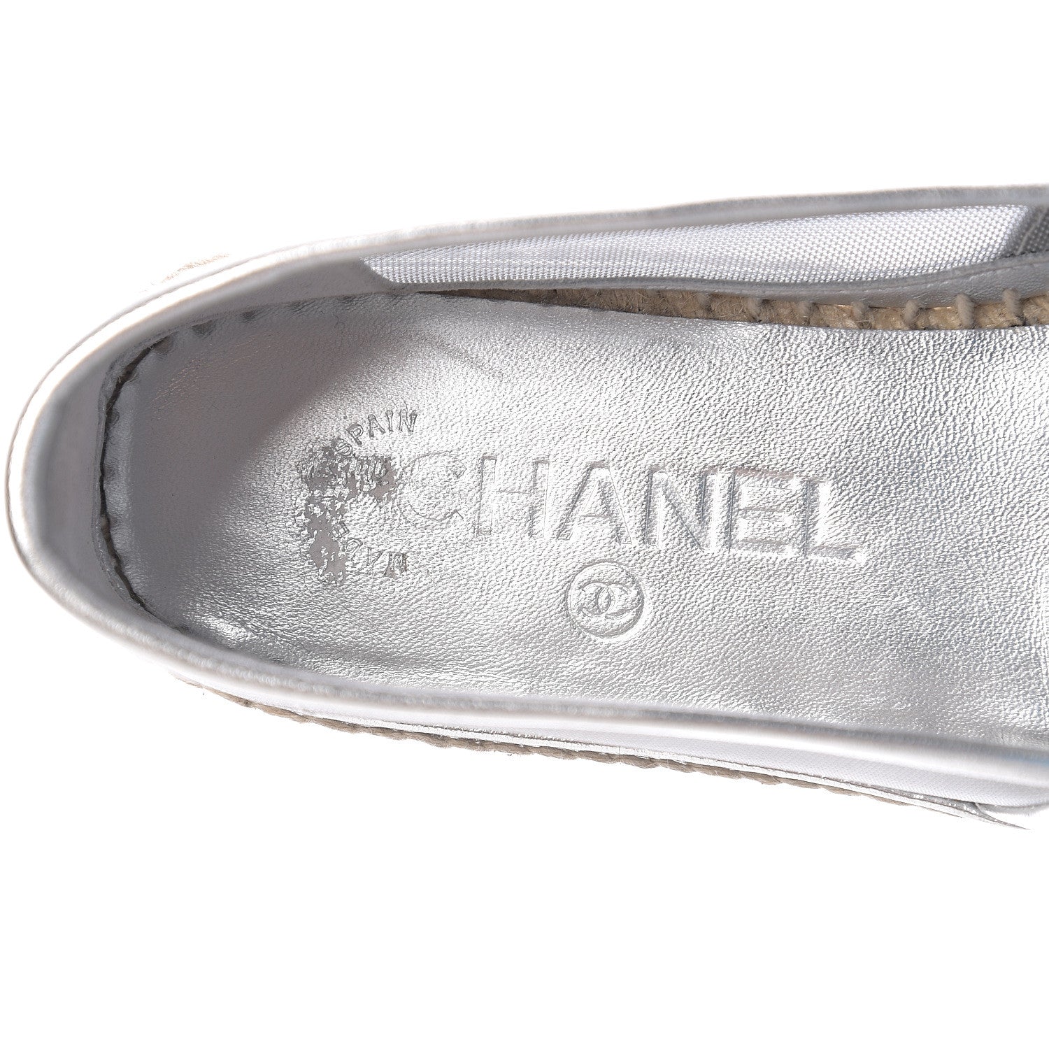 Chanel Mesh Grosgrain CC Espadrilles 37 Silver 9 of 10