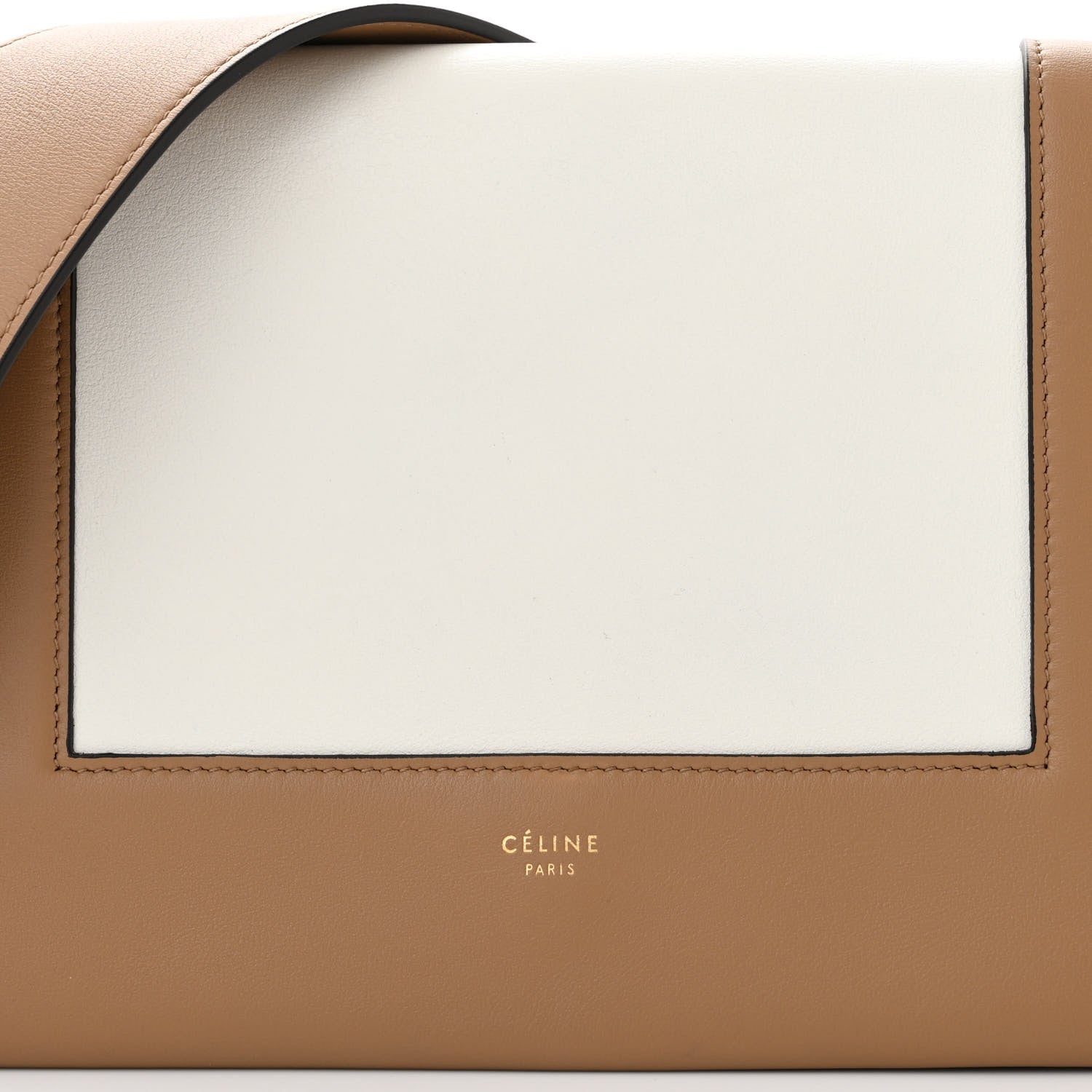 Celine Shiny Smooth Calfskin Medium Frame Shoulder Bag Tan Optic White 8 of 10