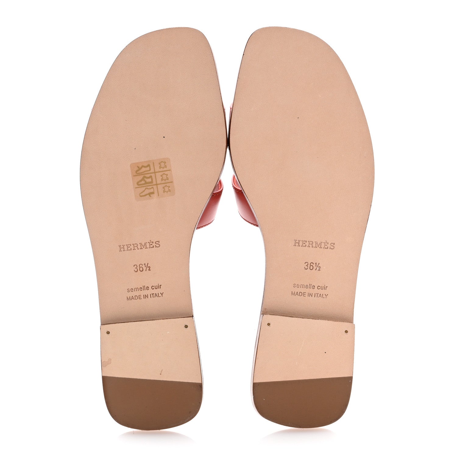 Hermes Box Calfskin Oran Sandals 36.5 Rouge De Turin 5 of 8