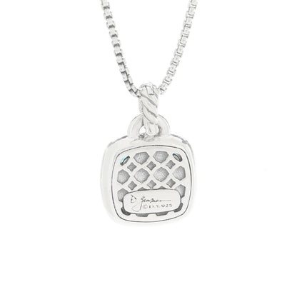 David Yurman Sterling Silver 14K Yellow Gold Blue Topaz Diamond 14mm Albion Pendant Necklace 6 of 6
