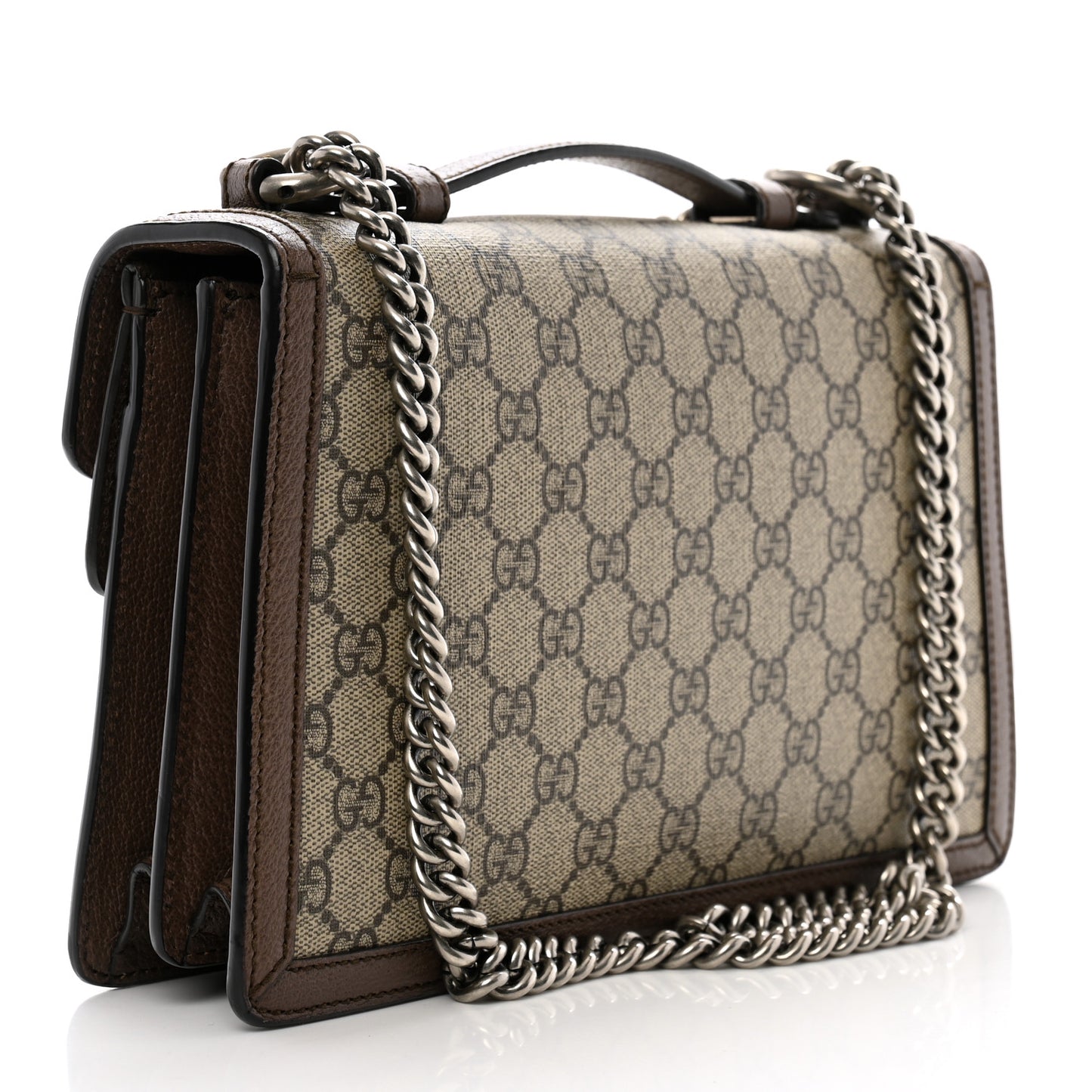 GG Supreme Monogram Textured Dollar Calfskin Top Handle Dionysus Shoulder Bag Beige Ebony New Acero