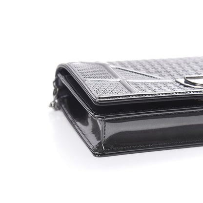 Christian Dior Metallic Patent Micro-Cannage Diorama Wallet on Chain Pouch Onyx Black 8 of 10