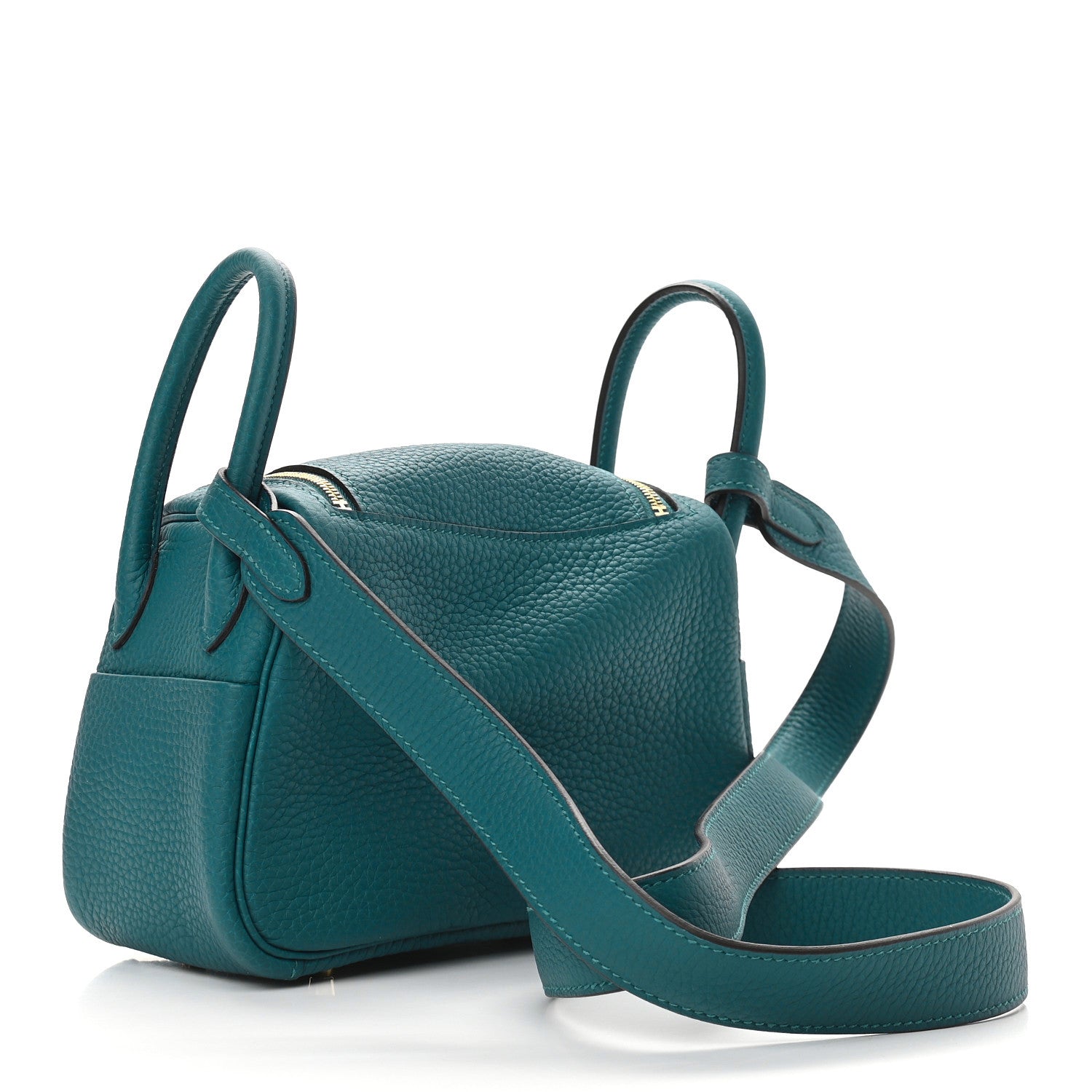 Hermes Taurillon Clemence Mini Lindy 20 Vert Bosphore 2 of 8
