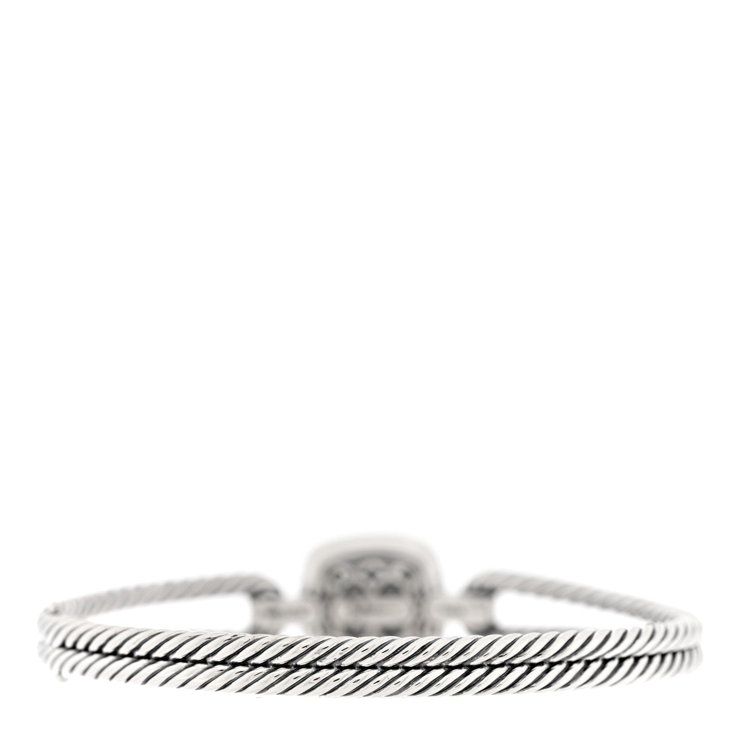 David Yurman Sterling Silver Diamond Prasiolite 10mm Albion Cable Bracelet 2 of 3