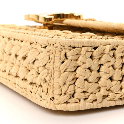Celine Raffia Effect Claude Chain Shoulder Bag Natural 9 of 9