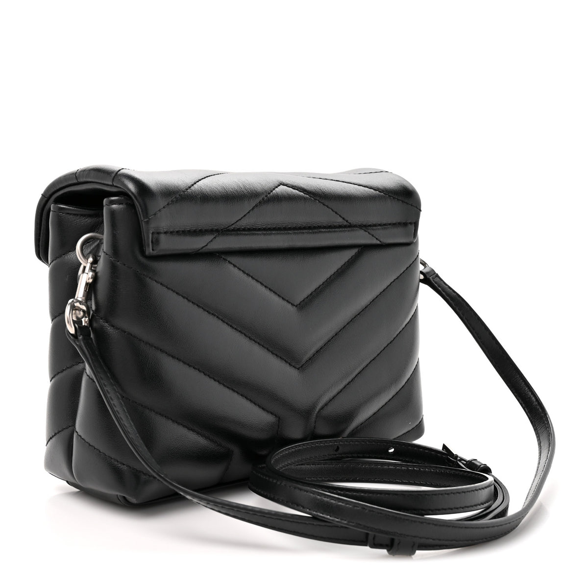 Calfskin Y Quilted Monogram Toy Loulou Crossbody Bag Black