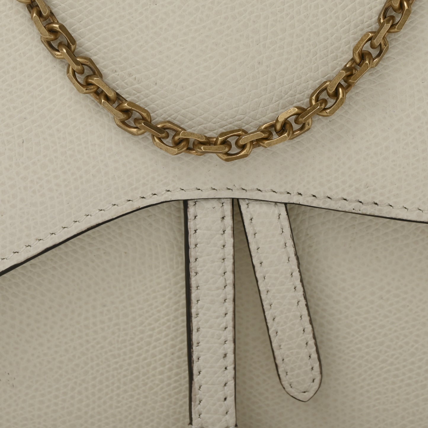 Grained Calfskin Saddle Chain Pouch Latte