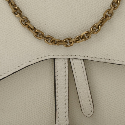 Christian Dior Grained Calfskin Saddle Chain Pouch Latte 8 of 10
