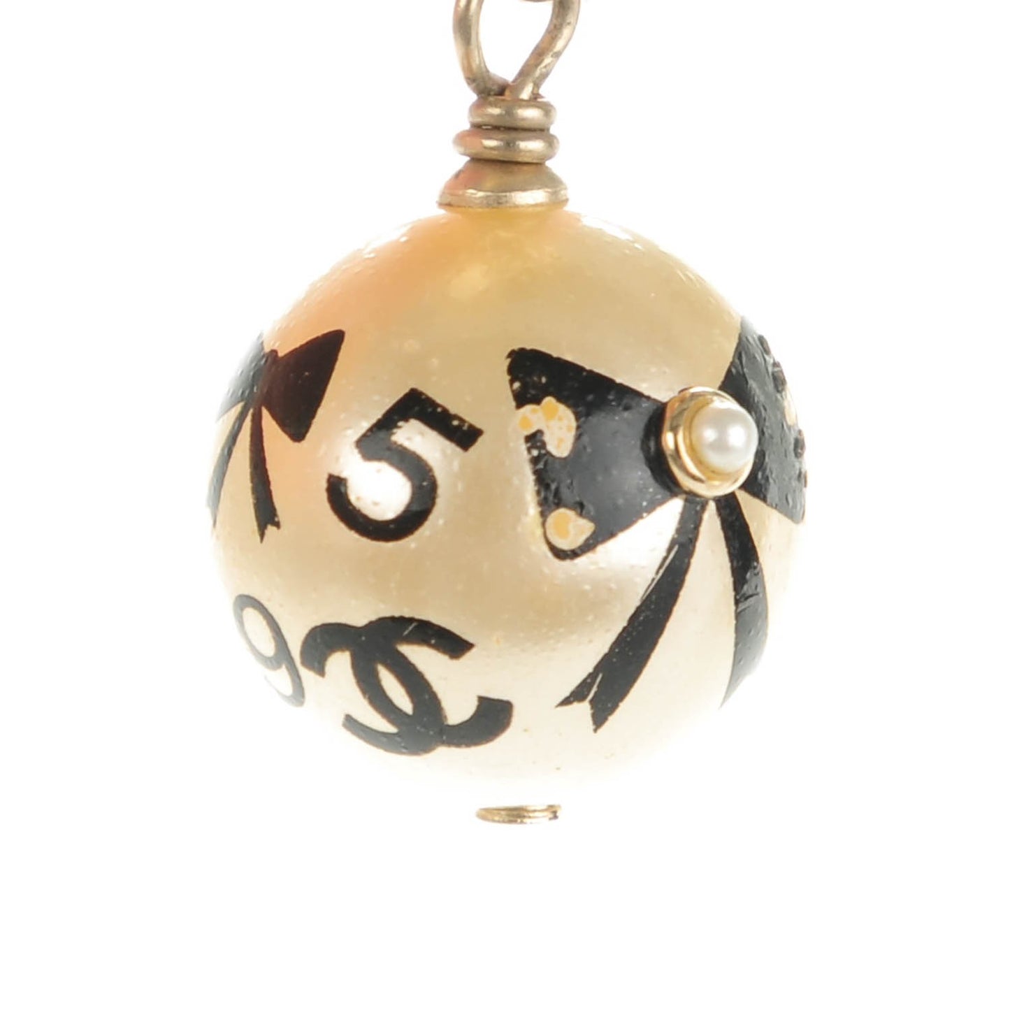 Enamel CC Pearl Dangle Earrings Black