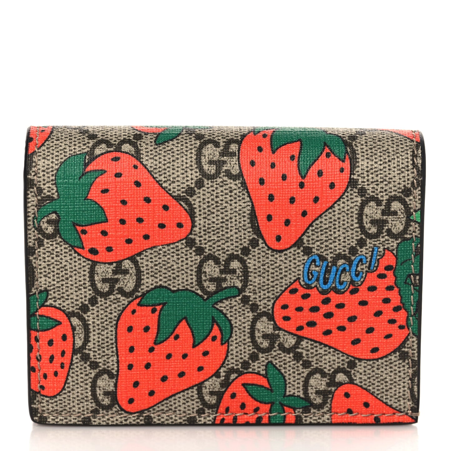 GG Supreme Monogram Strawberry Card Case