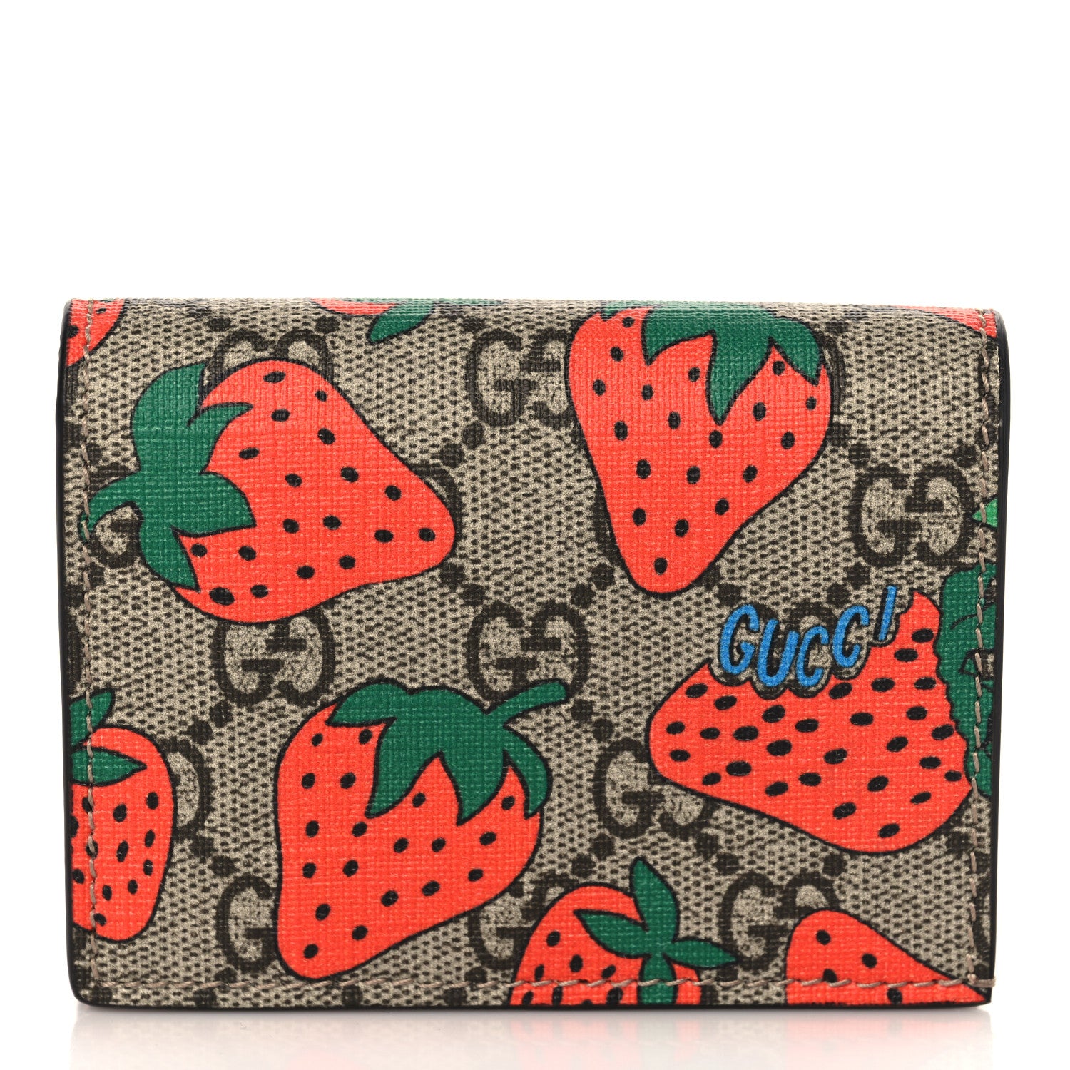 Gucci GG Supreme Monogram Strawberry Card Case 1 of 6