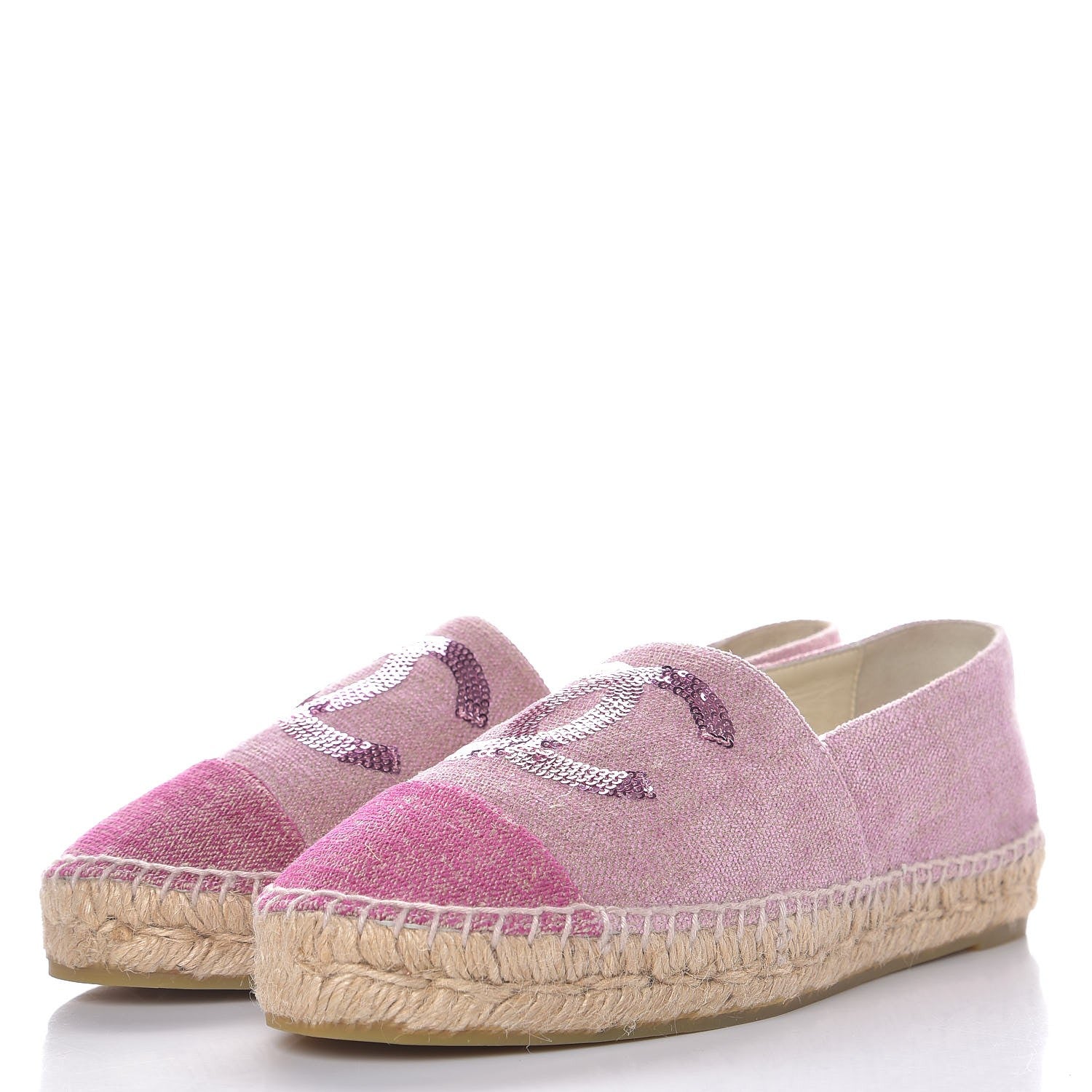 Chanel Toile Sequin CC Espadrilles 39 Pink Dark Pink 3 of 10