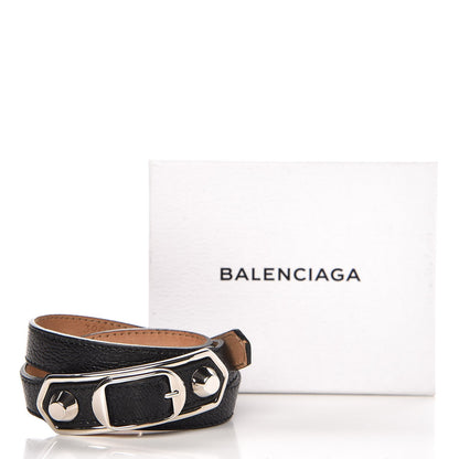 Balenciaga Chevre Hamilton Silver Metallic Edge Hardware Triple Tour M Bracelet Black 7 of 7