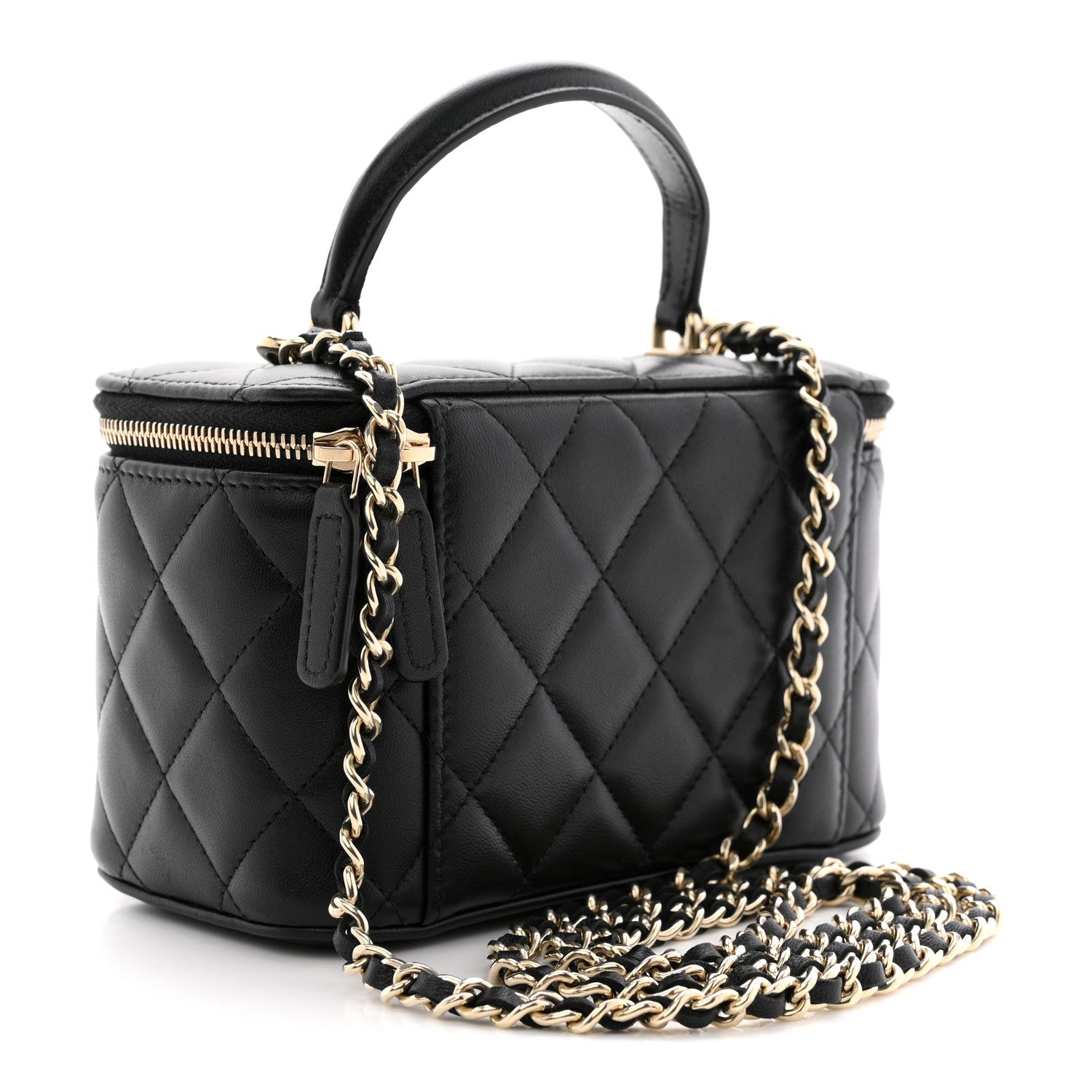 Chanel Lambskin Quilted Small Top Handle Vanity Case With Chain Black 3 of 10