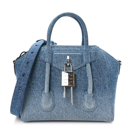 Givenchy Denim Mini Lock Antigona Shoulder Bag Blue 1 of 10