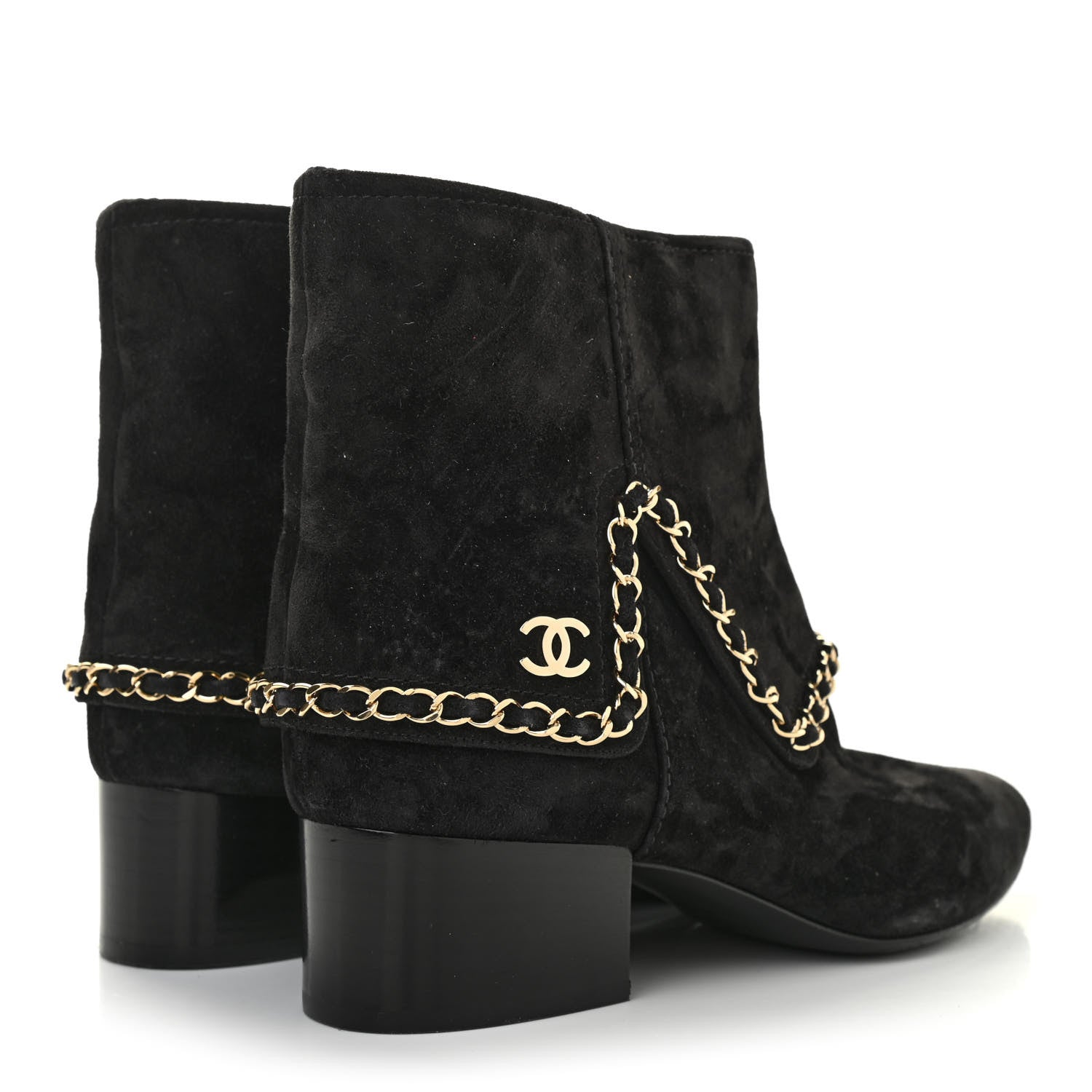 Chanel Suede Calfskin Chain CC Short Boots 39.5 Black 8 of 20