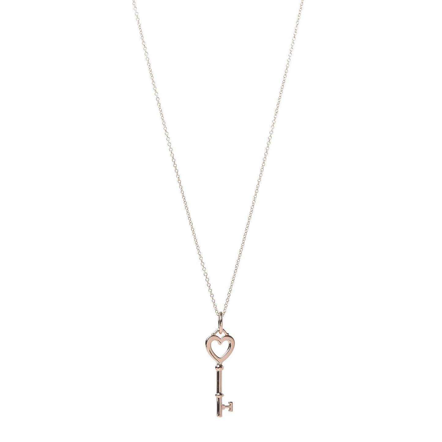 18K Rose Gold Mini Heart Key Pendant Necklace