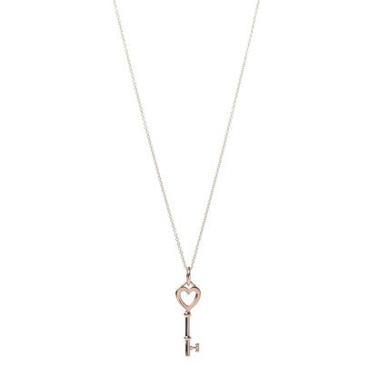 Tiffany 18K Rose Gold Mini Heart Key Pendant Necklace 1 of 6