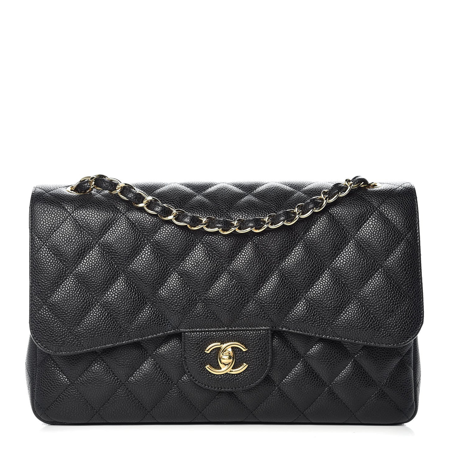 Caviar Quilted Jumbo Double Flap Black