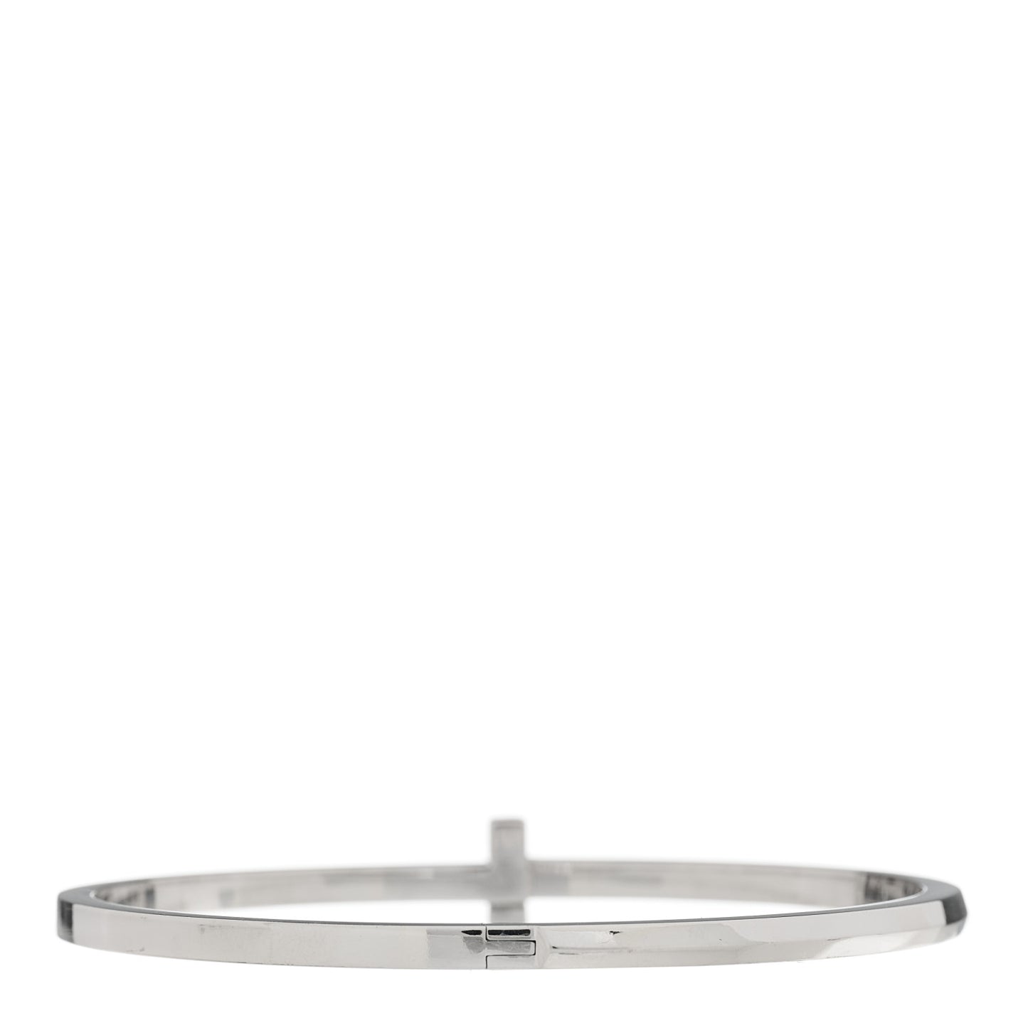 18K White Gold Narrow T T1 Hinged Bangle Bracelet