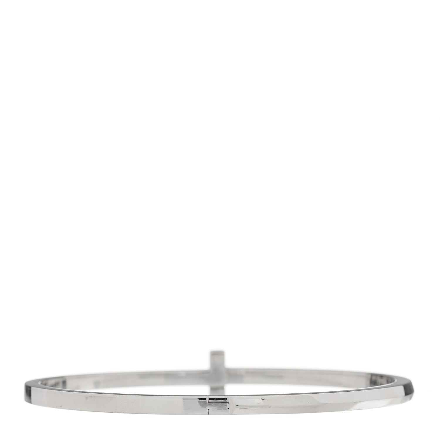 Tiffany 18K White Gold Narrow T T1 Hinged Bangle Bracelet 2 of 3