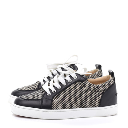 Christian Louboutin Calfskin Wool Zig Zag Womens Rantulow Orlato Flat Sneakers 39 Black White 3 of 8