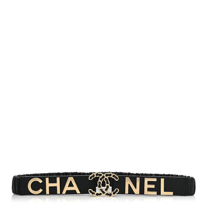 Chanel Lambskin Logo Belt 75 30 Black Gold 1 of 5