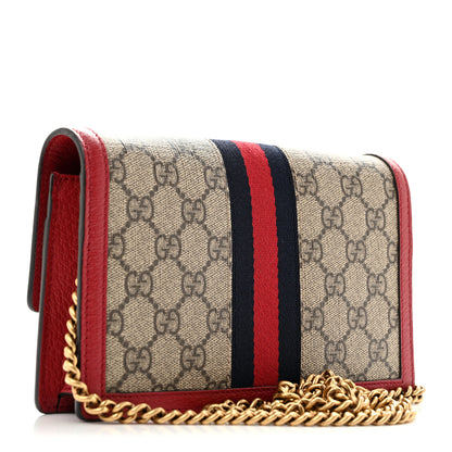 Gucci GG Supreme Monogram Web Queen Margaret Chain Wallet Red 3 of 14