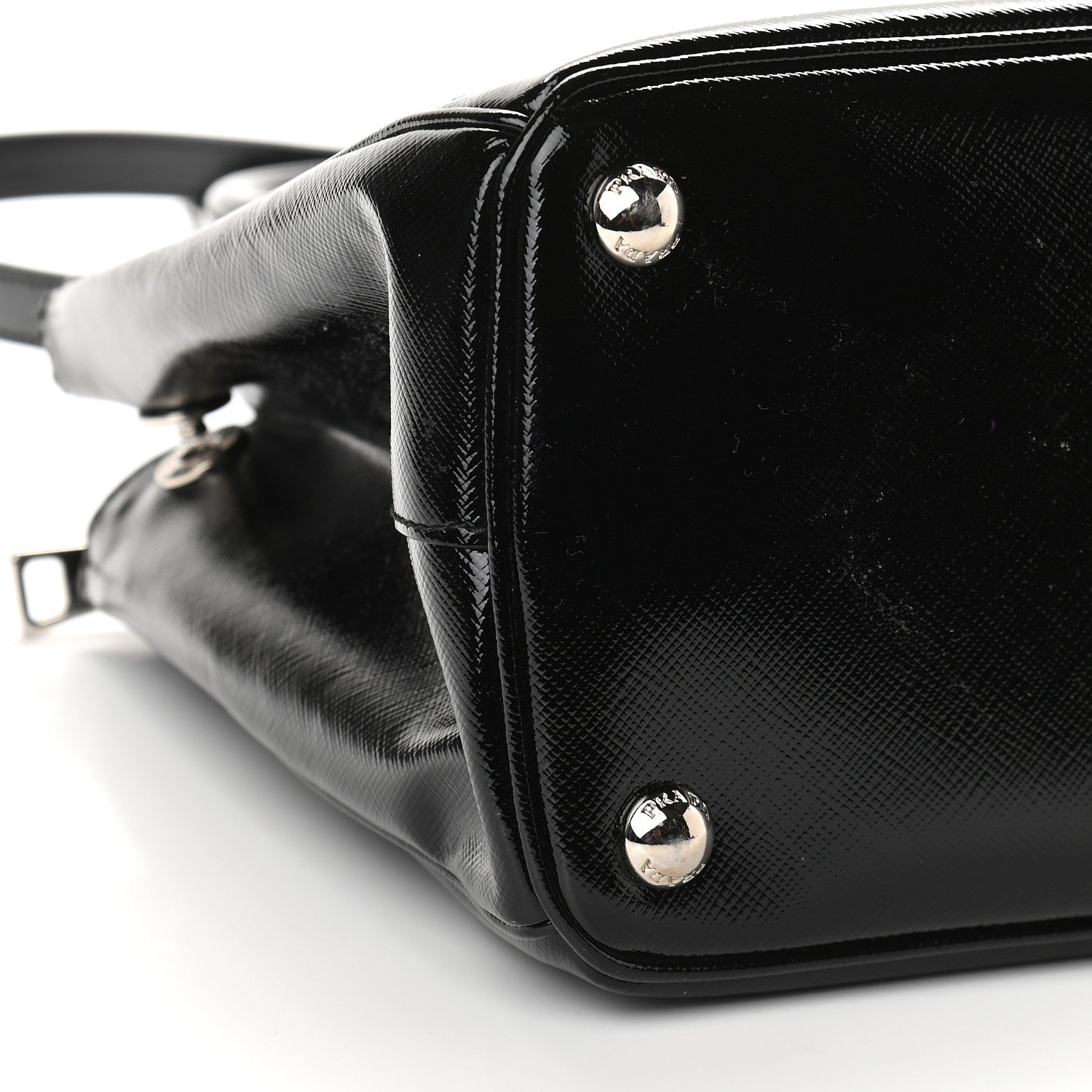 Prada Saffiano Vernice Mini Galleria Double Zip Tote Black 8 of 10