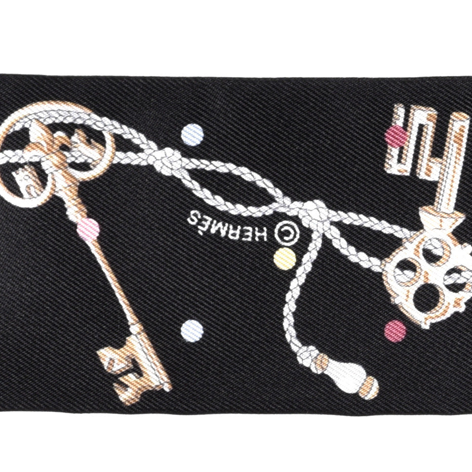 Hermes Silk Les Cles A Pois Twilly Black Beige Rose Multicolor 3 of 4