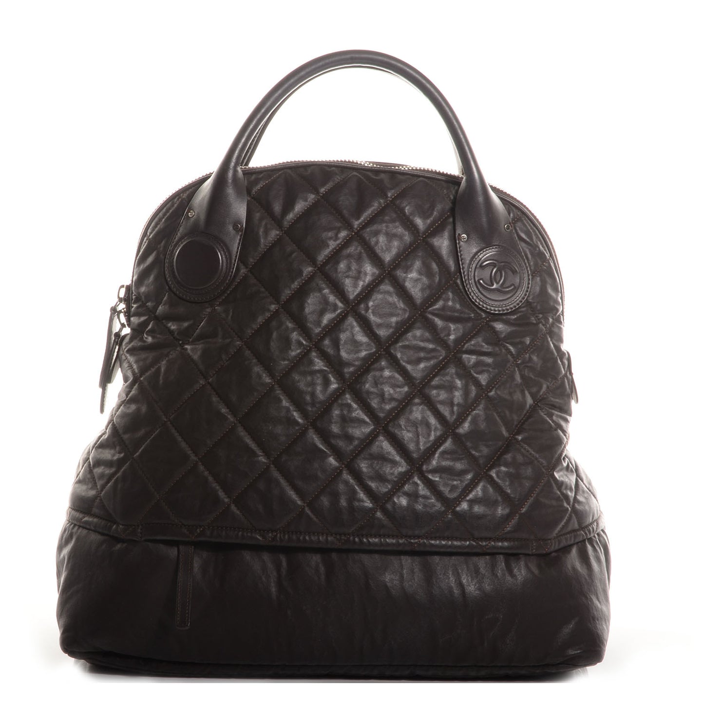 Coated Canvas Quilted Large Garment Travel Bag Brown