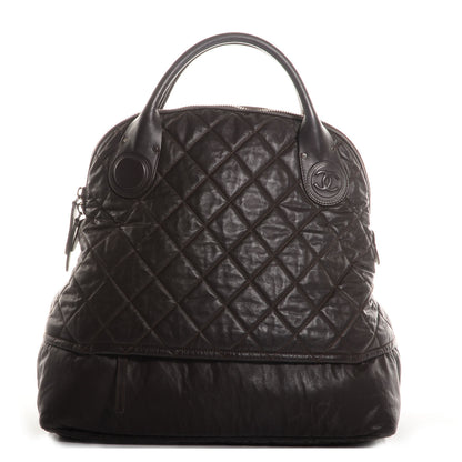 Chanel Coated Canvas Quilted Large Garment Travel Bag Brown 1 of 10