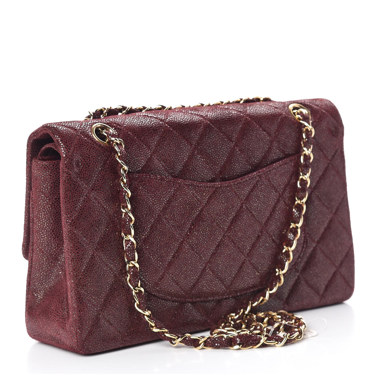 Iridescent Caviar Quilted Medium Double Flap Red