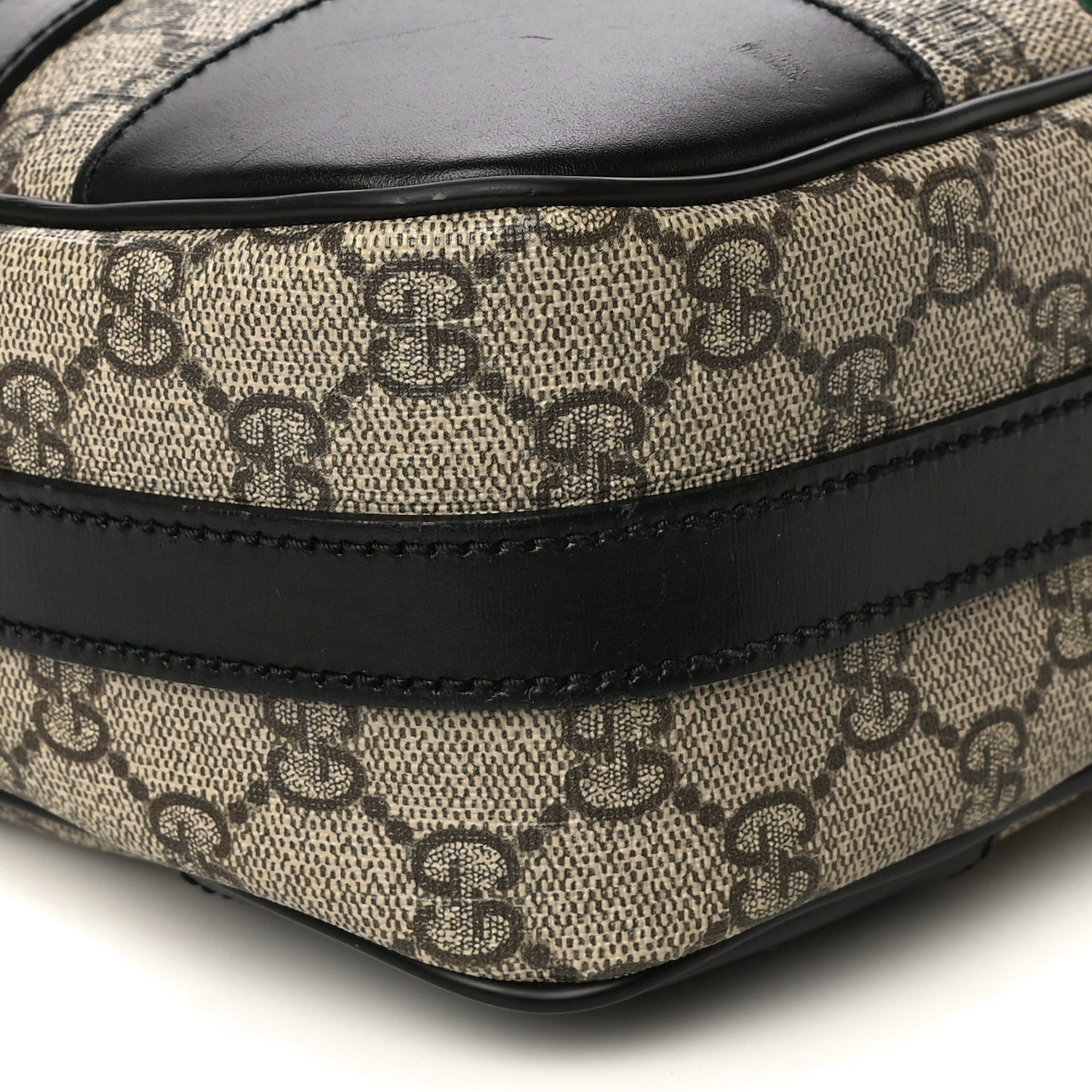 GG Supreme Monogram Web Medium Shoulder Bag Black